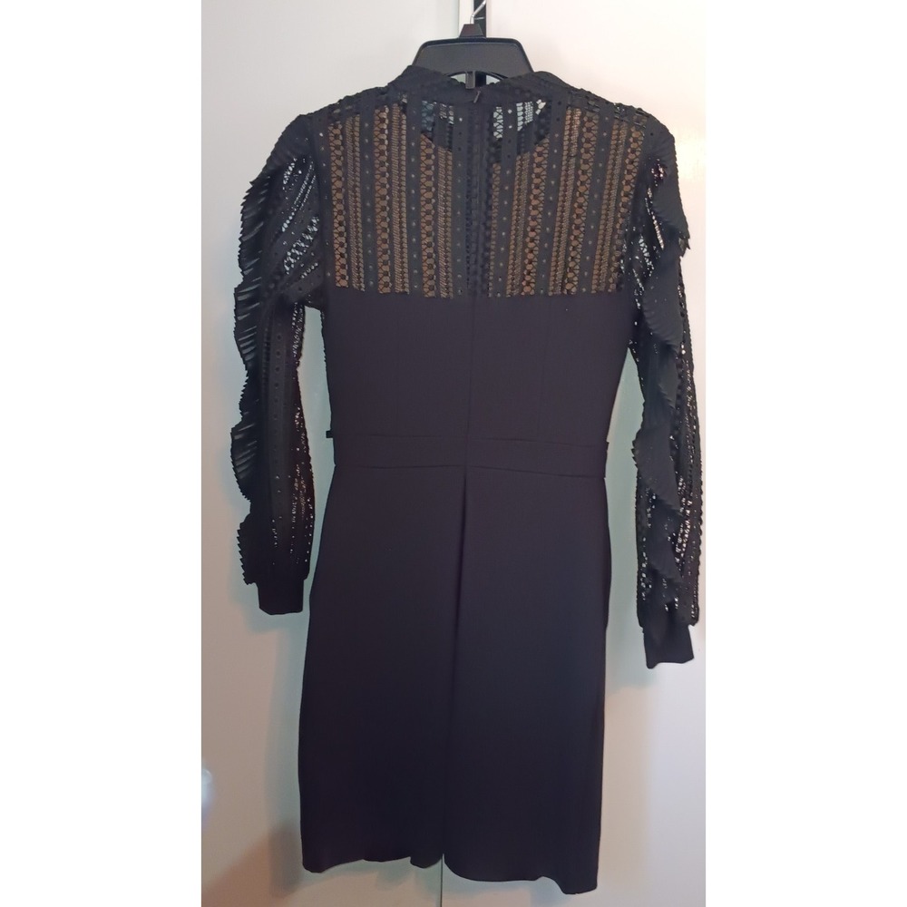 French Connection WOMENS Dress Black Lace Bodycon DARK Goth Whimsigoth Coquette - Picture 2 of 12